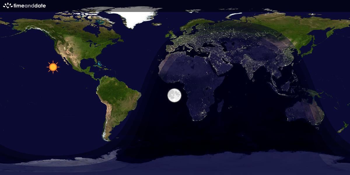 Verdenskart som viser dag og natt 