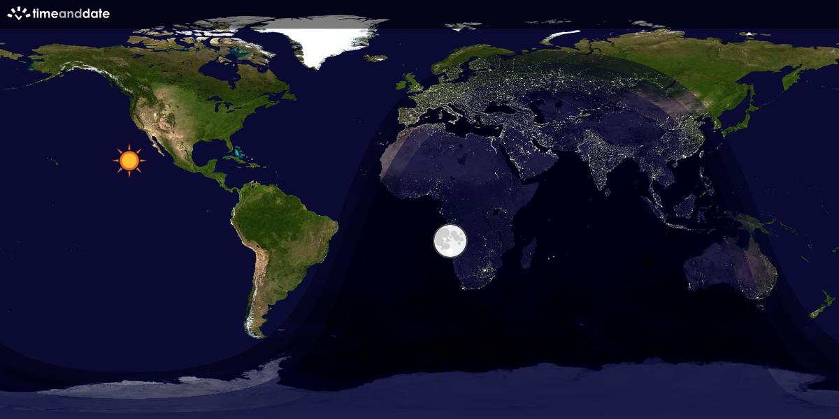 Verdenskart som viser dag og natt 
