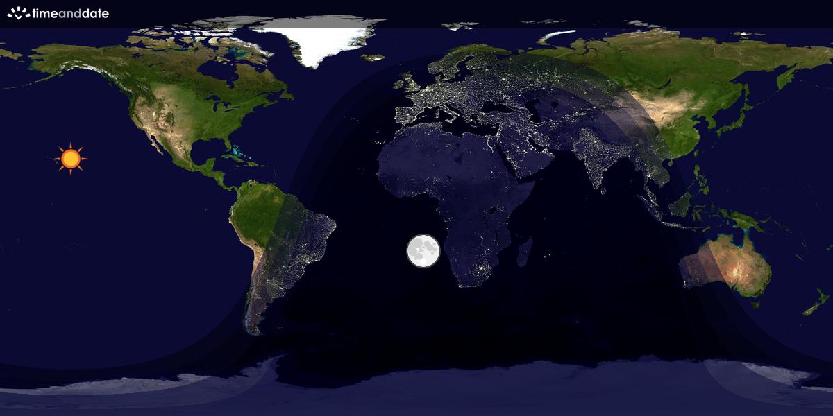 Verdenskart som viser dag og natt 