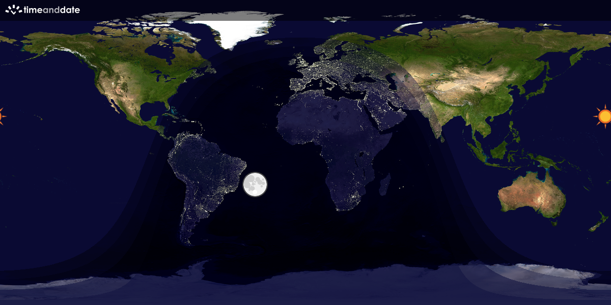 Verdenskart som viser dag og natt 