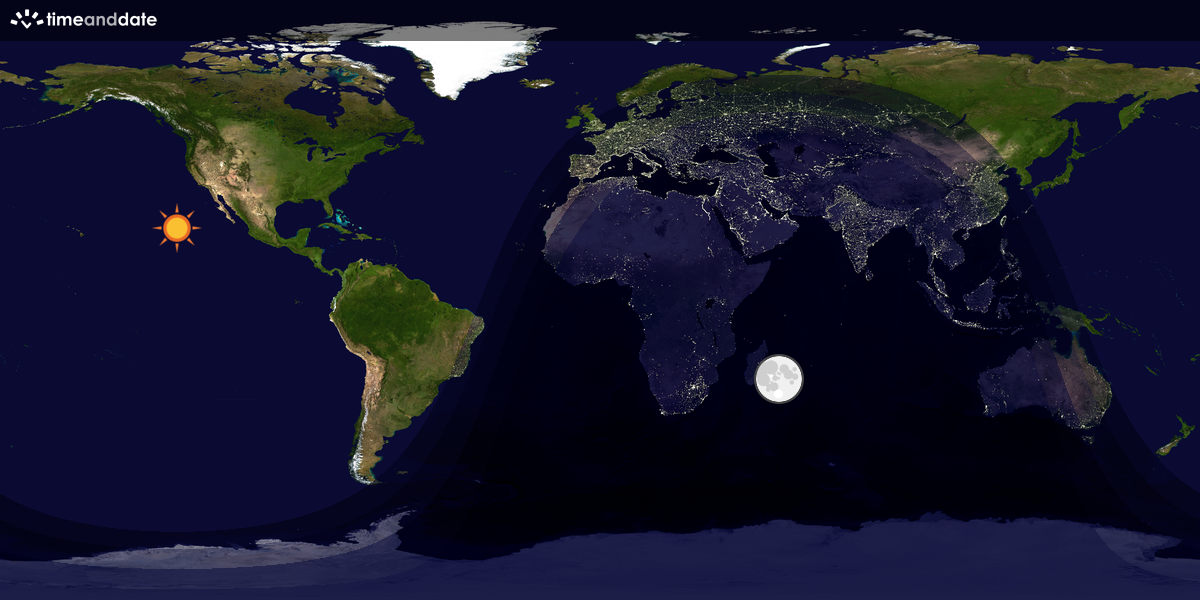 Verdenskart som viser dag og natt 