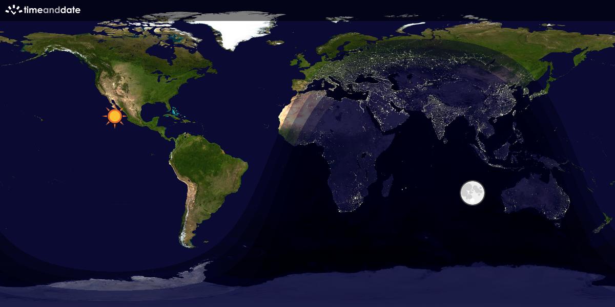 Verdenskart som viser dag og natt 