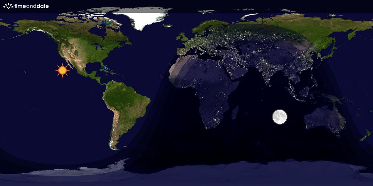 Verdenskart som viser dag og natt 