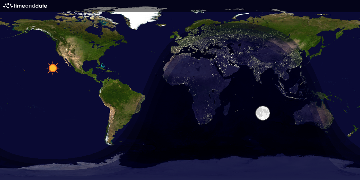 Verdenskart som viser dag og natt 