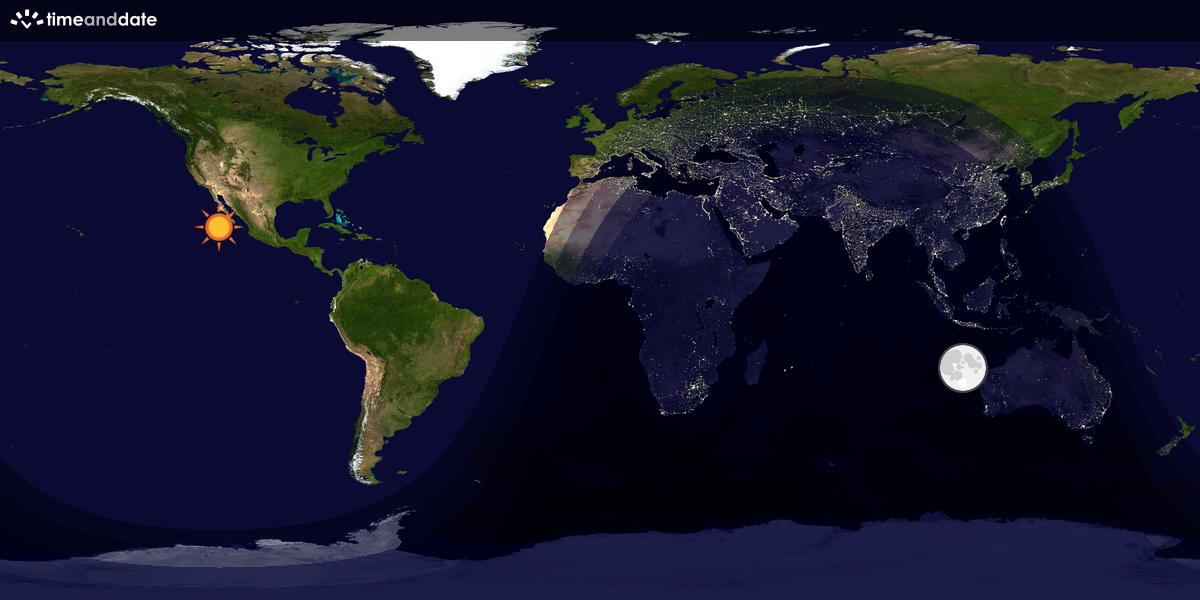 Verdenskart som viser dag og natt 