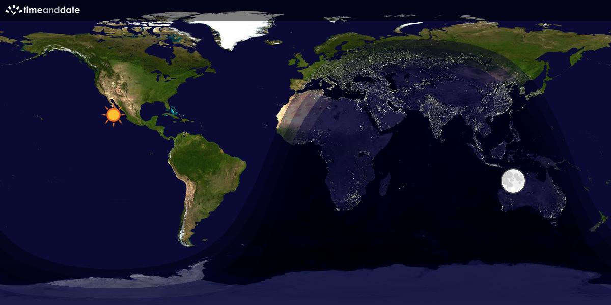 Verdenskart som viser dag og natt 