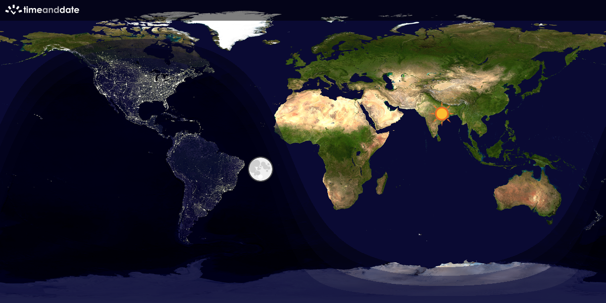 Verdenskart som viser dag og natt 