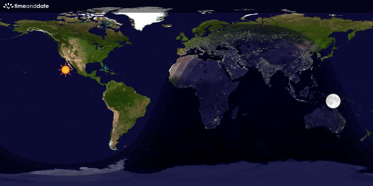 Verdenskart som viser dag og natt 