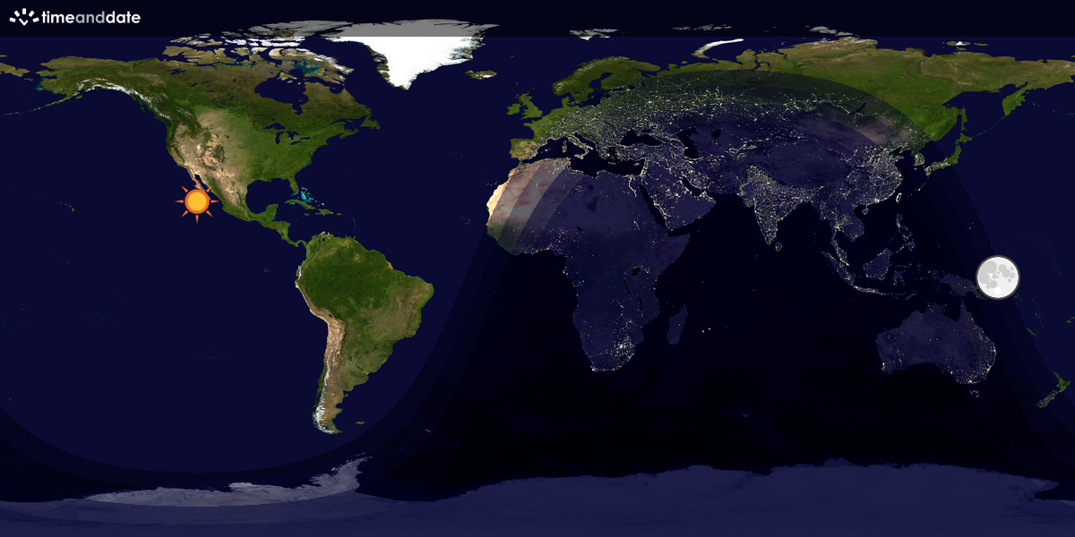 Verdenskart som viser dag og natt 