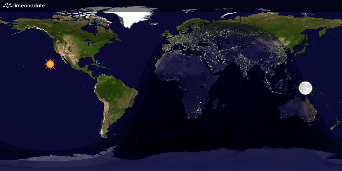 Verdenskart som viser dag og natt 