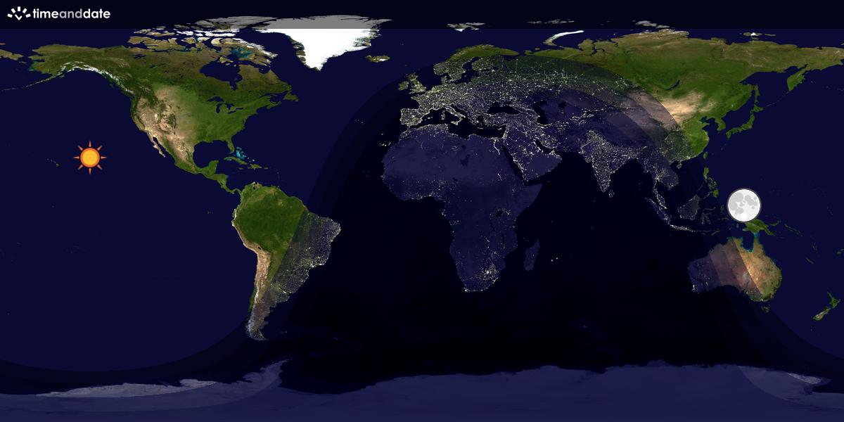 Verdenskart som viser dag og natt 