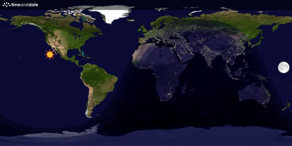 Verdenskart som viser dag og natt 