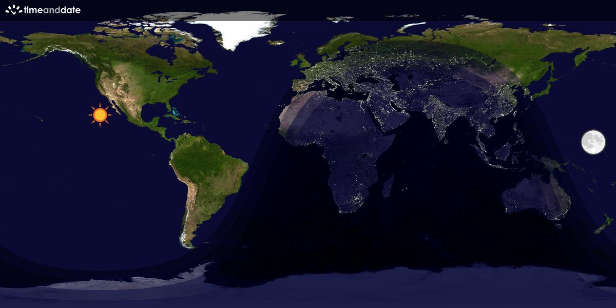 Verdenskart som viser dag og natt 