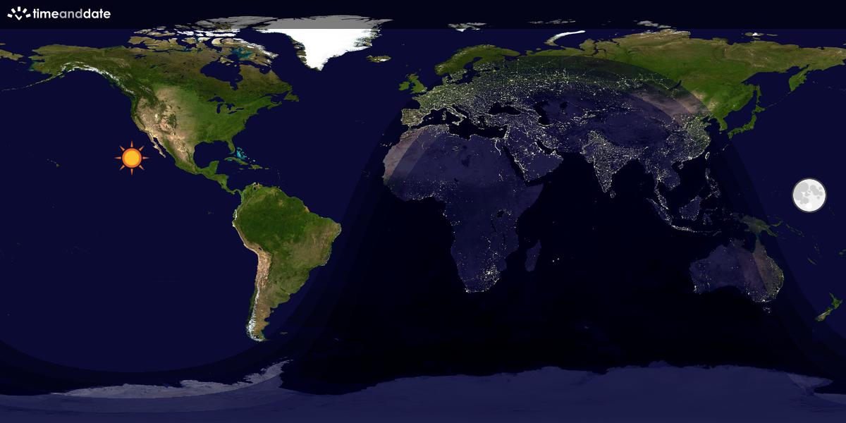 Verdenskart som viser dag og natt 