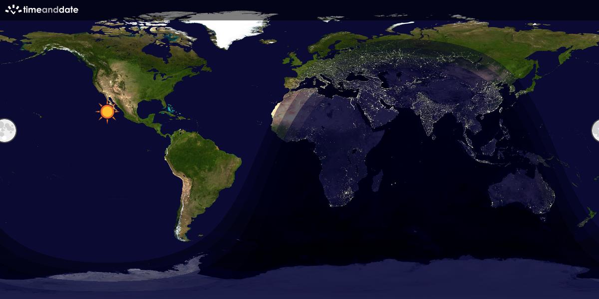 Verdenskart som viser dag og natt 