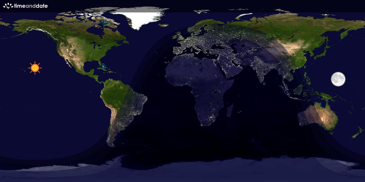 Verdenskart som viser dag og natt 
