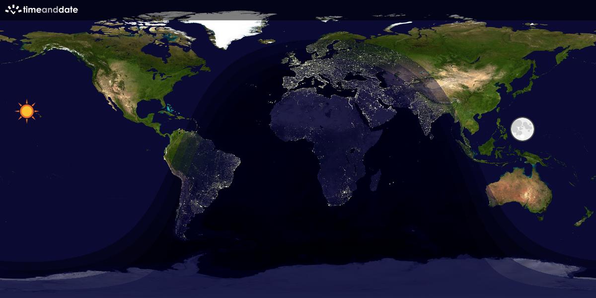 Verdenskart som viser dag og natt 