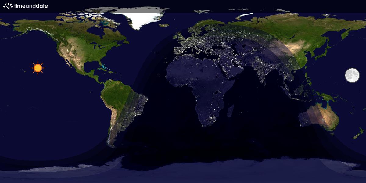 Verdenskart som viser dag og natt 
