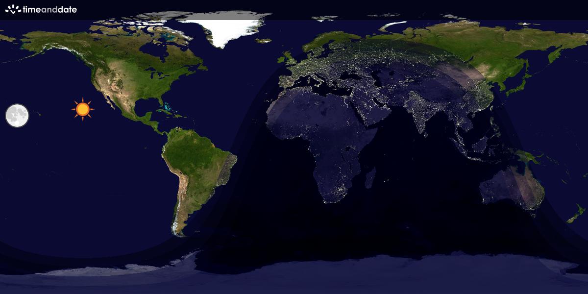 Verdenskart som viser dag og natt 