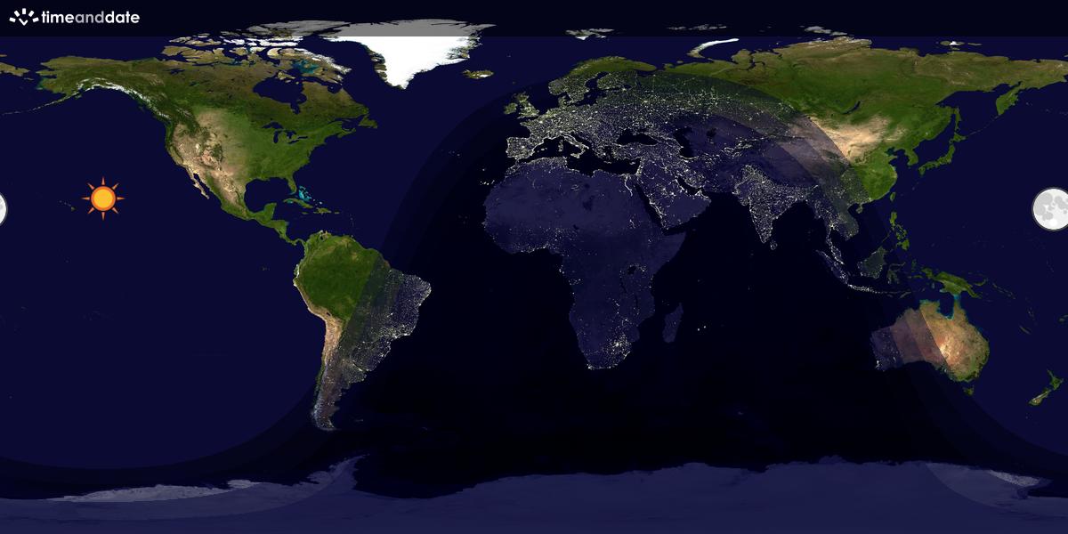 Verdenskart som viser dag og natt 