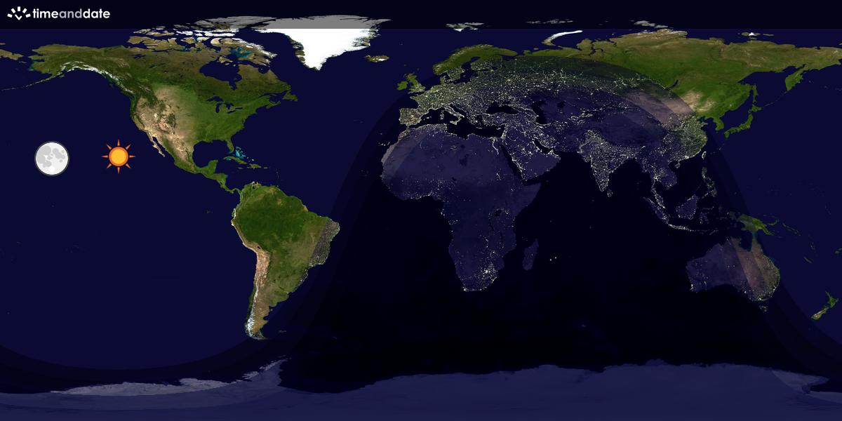 Verdenskart som viser dag og natt 