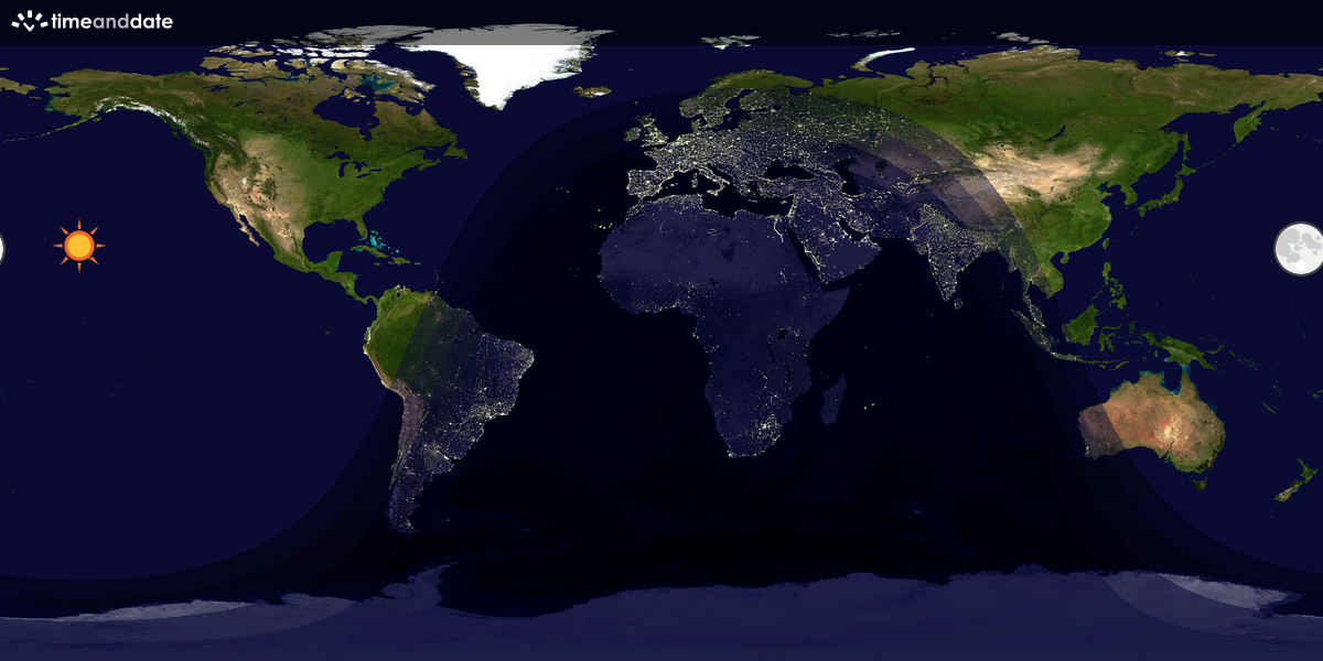 Verdenskart som viser dag og natt 