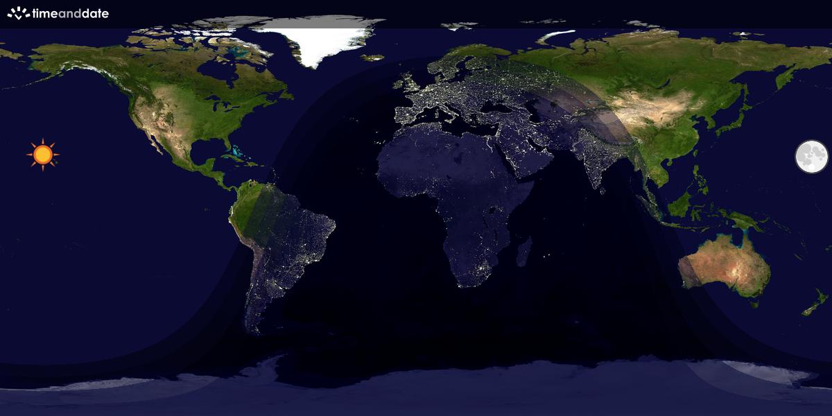 Verdenskart som viser dag og natt 