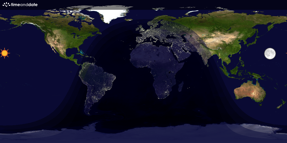Verdenskart som viser dag og natt 