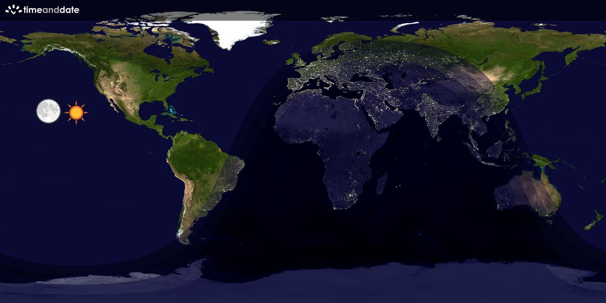 Verdenskart som viser dag og natt 