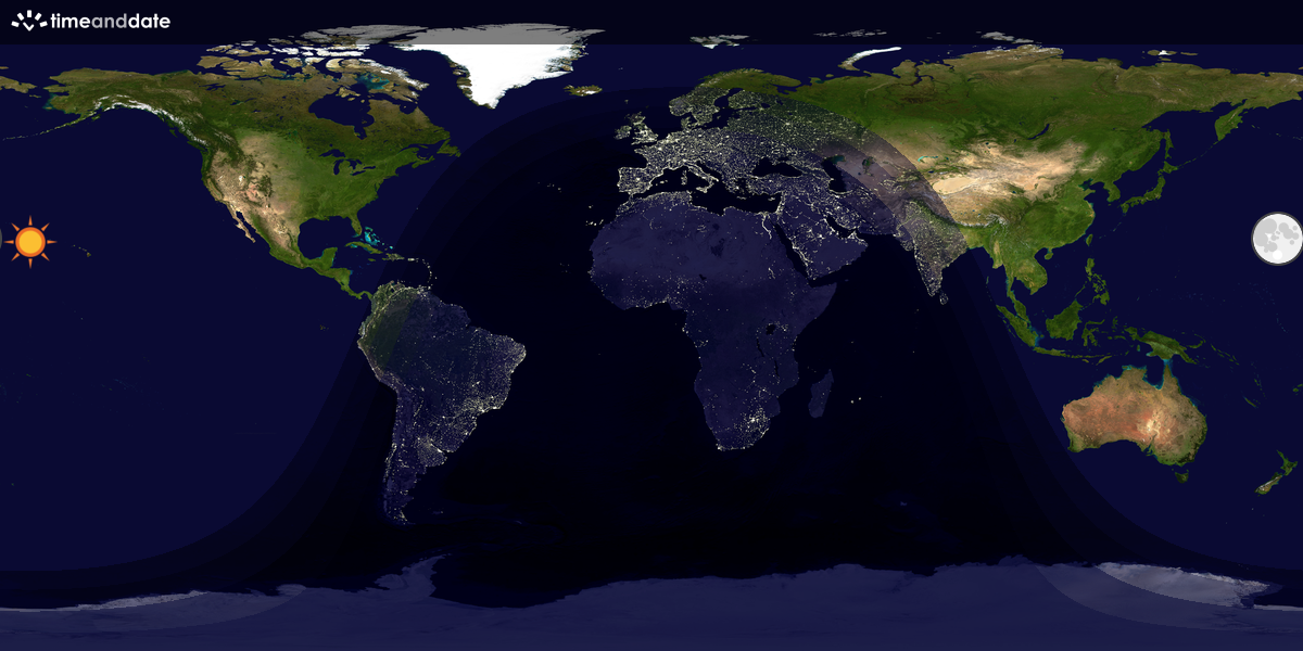 Verdenskart som viser dag og natt 