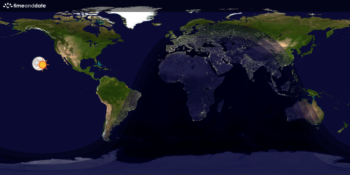 Verdenskart som viser dag og natt 