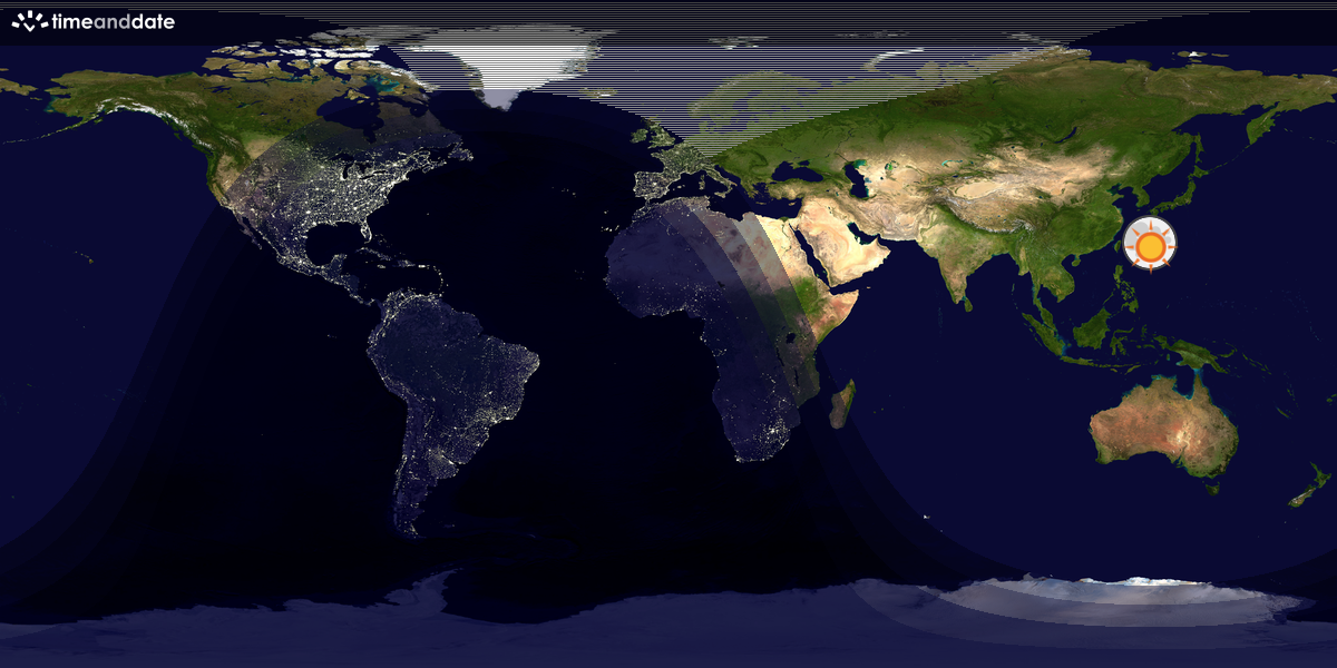Verdenskart som viser dag og natt 
