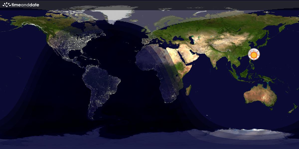 Verdenskart som viser dag og natt 