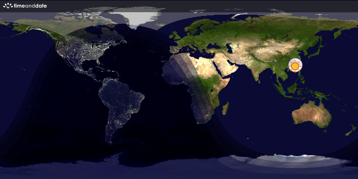 Verdenskart som viser dag og natt 