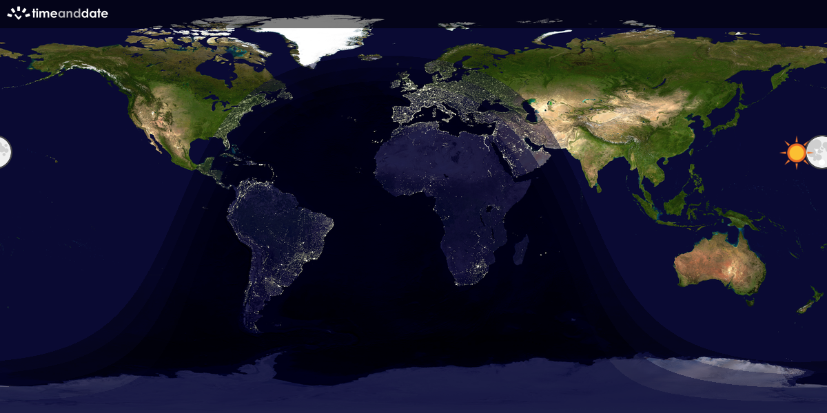 Verdenskart som viser dag og natt 