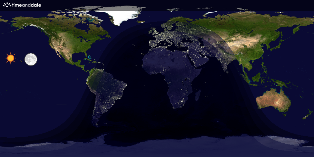 Verdenskart som viser dag og natt 
