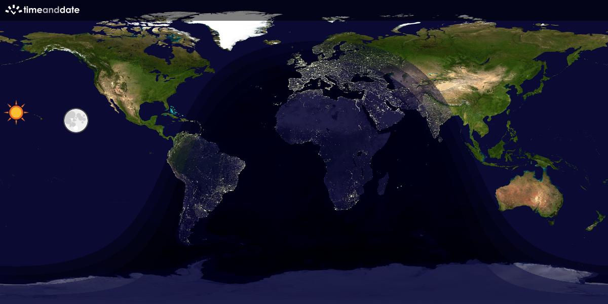 Verdenskart som viser dag og natt 