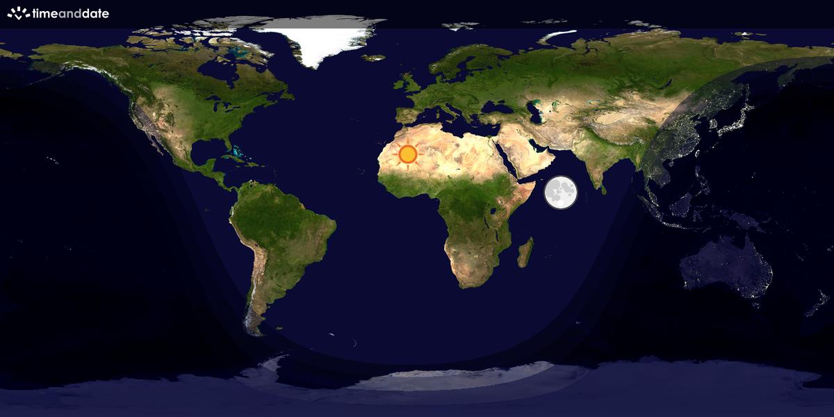 Verdenskart som viser dag og natt 