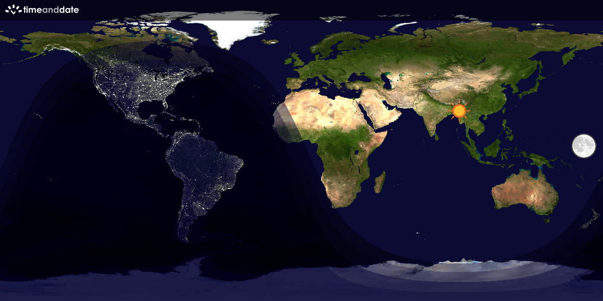 Verdenskart som viser dag og natt 