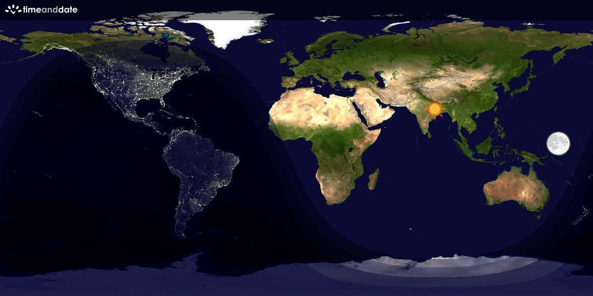 Verdenskart som viser dag og natt 