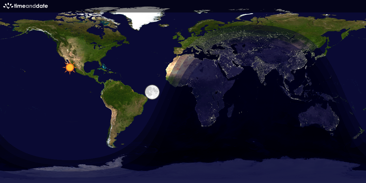 Verdenskart som viser dag og natt 