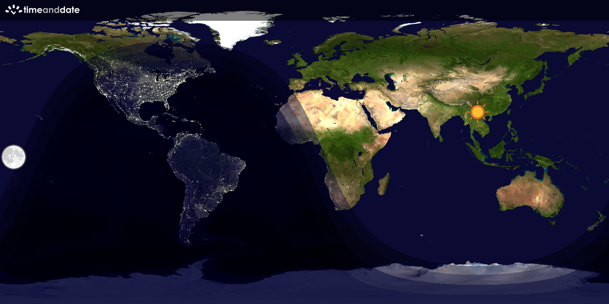 Verdenskart som viser dag og natt 