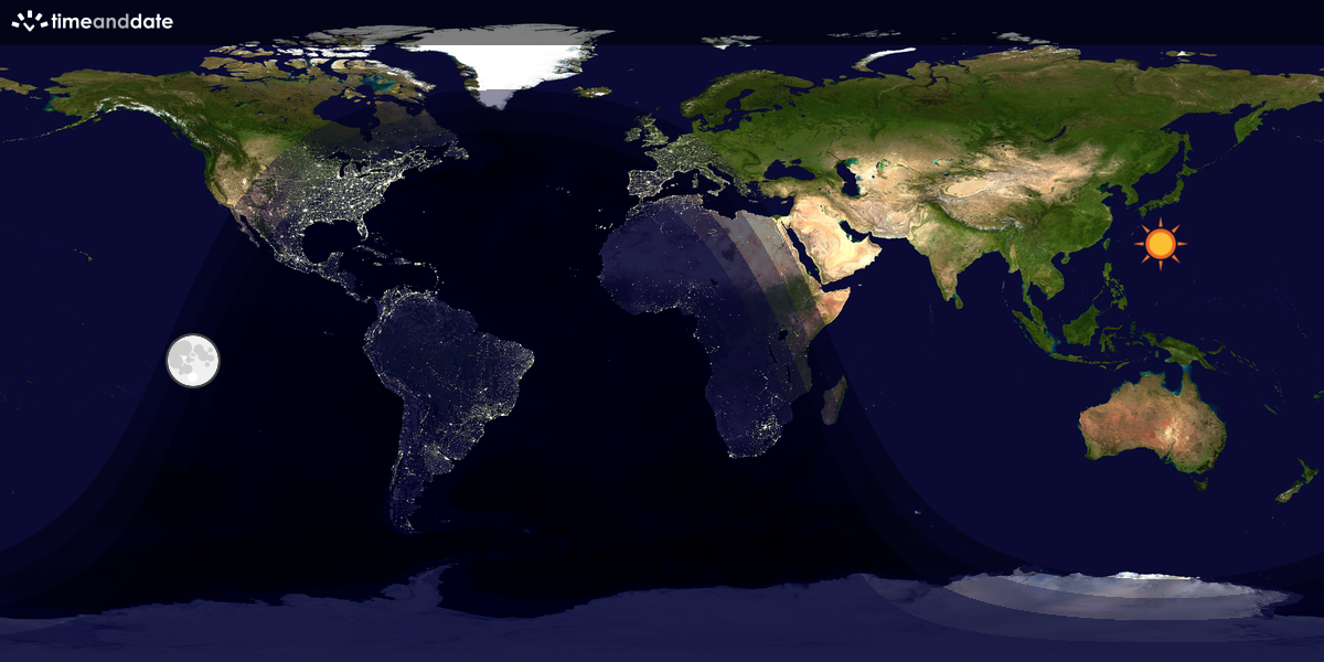 Verdenskart som viser dag og natt 