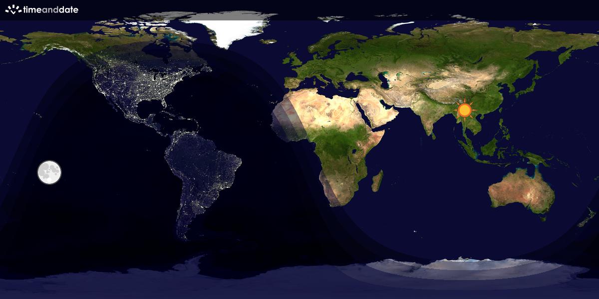 Verdenskart som viser dag og natt 
