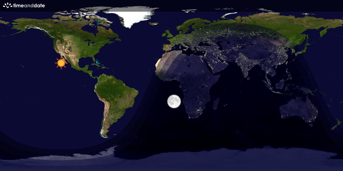 Verdenskart som viser dag og natt 