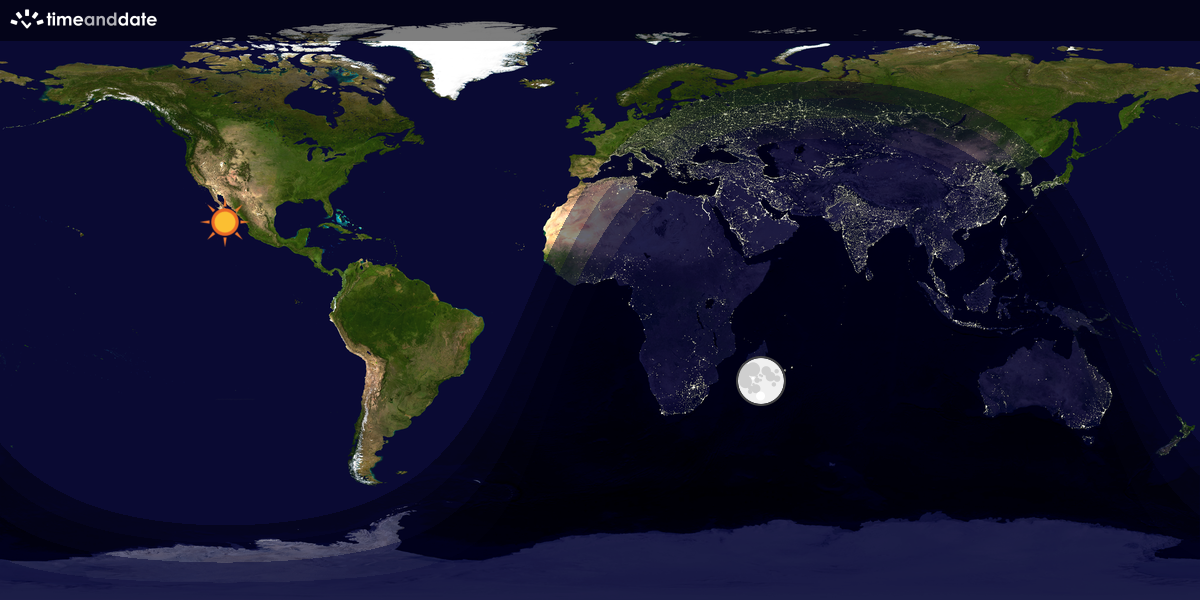Verdenskart som viser dag og natt 