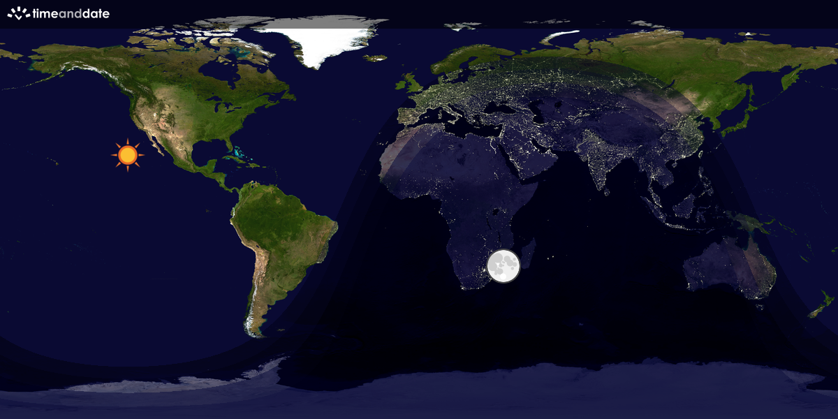 Verdenskart som viser dag og natt 