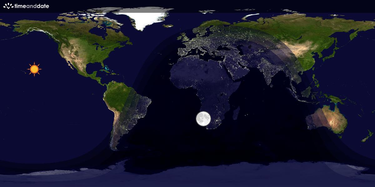 Verdenskart som viser dag og natt 