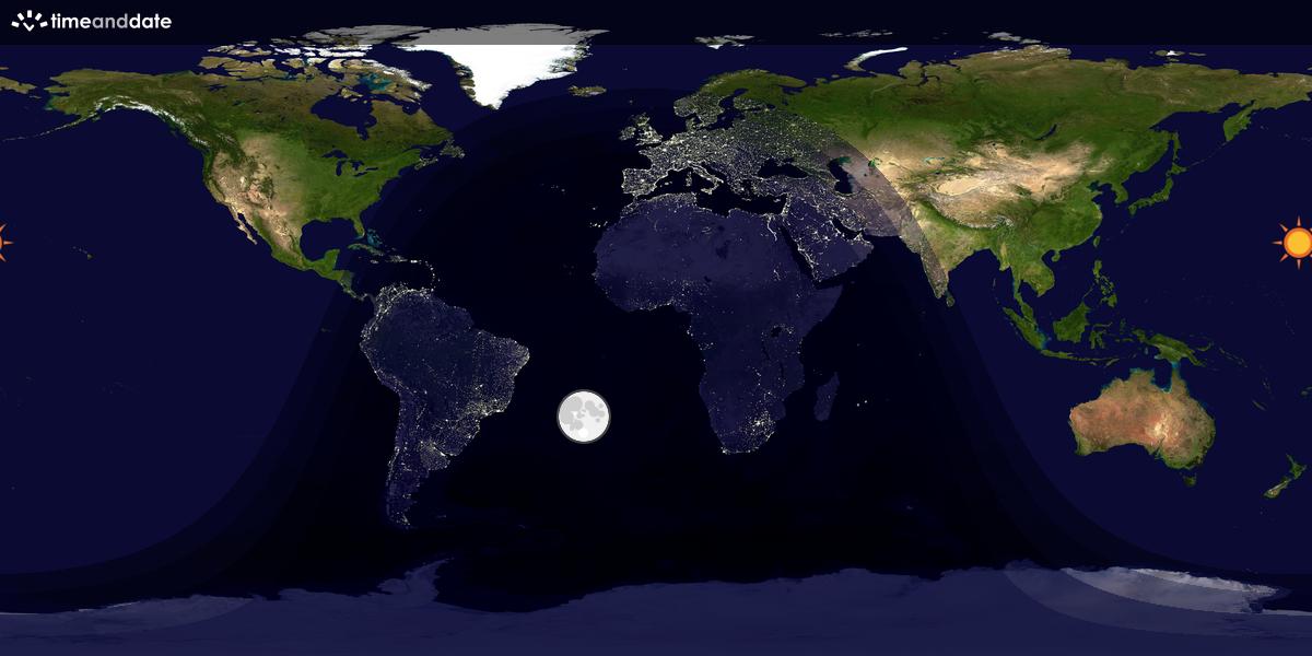 Verdenskart som viser dag og natt 