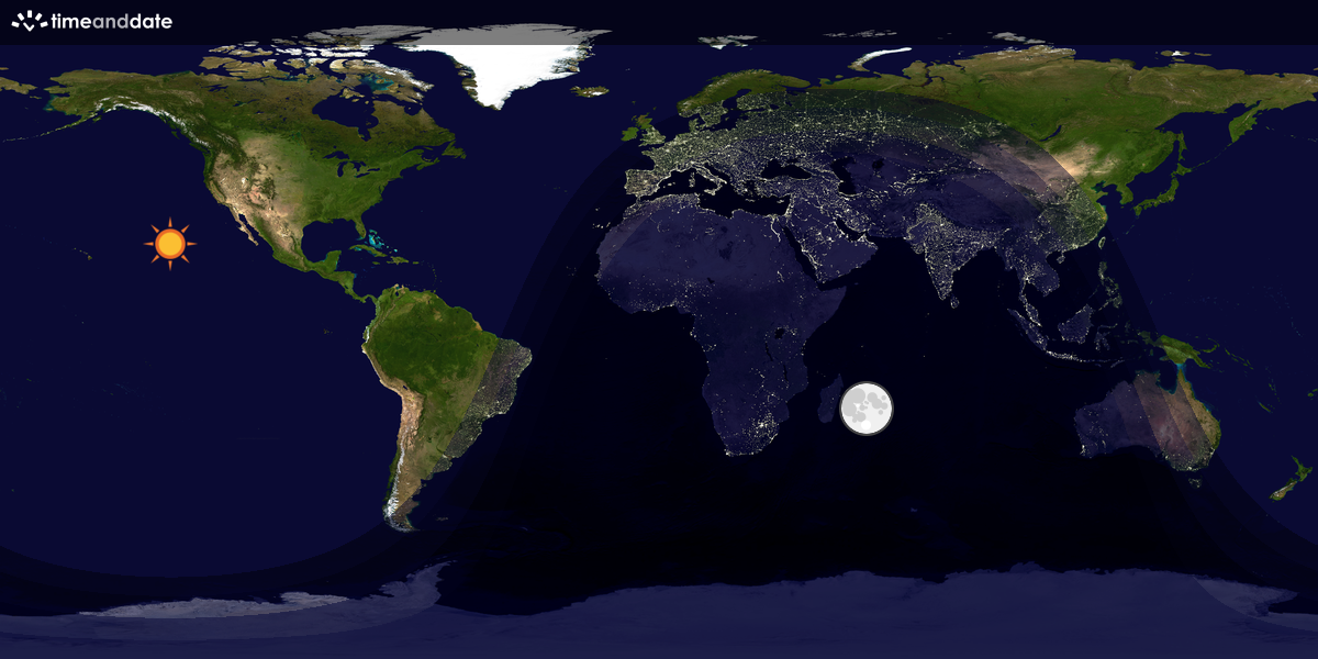 Verdenskart som viser dag og natt 